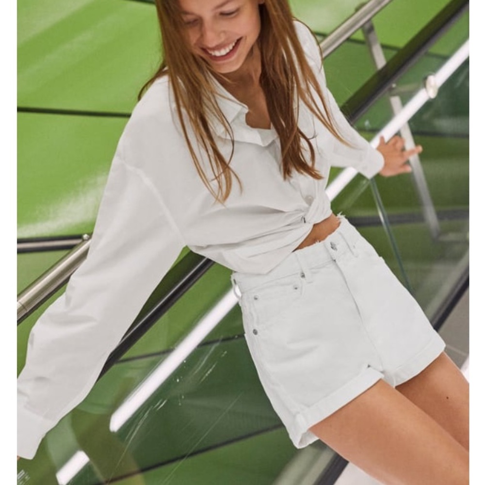 Zara White Knotted Poplin Shirt